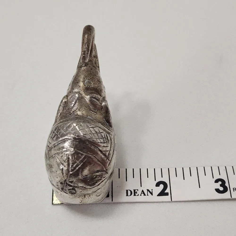 Cambodian Silver Tone Elephant Betel Nut Box Trinket Container Mid-Century